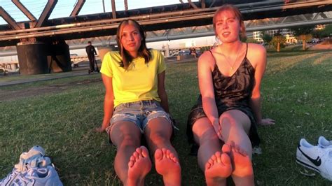 Two Girls Showing Their Feet and JOI